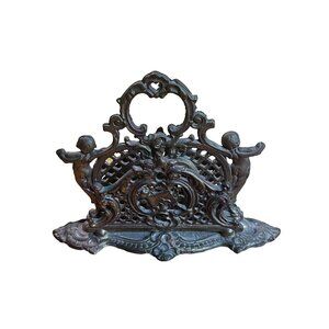 Antique B&H Bradley Hubbard Cherub Letter / Napkin Holder Patina.Envelope Office